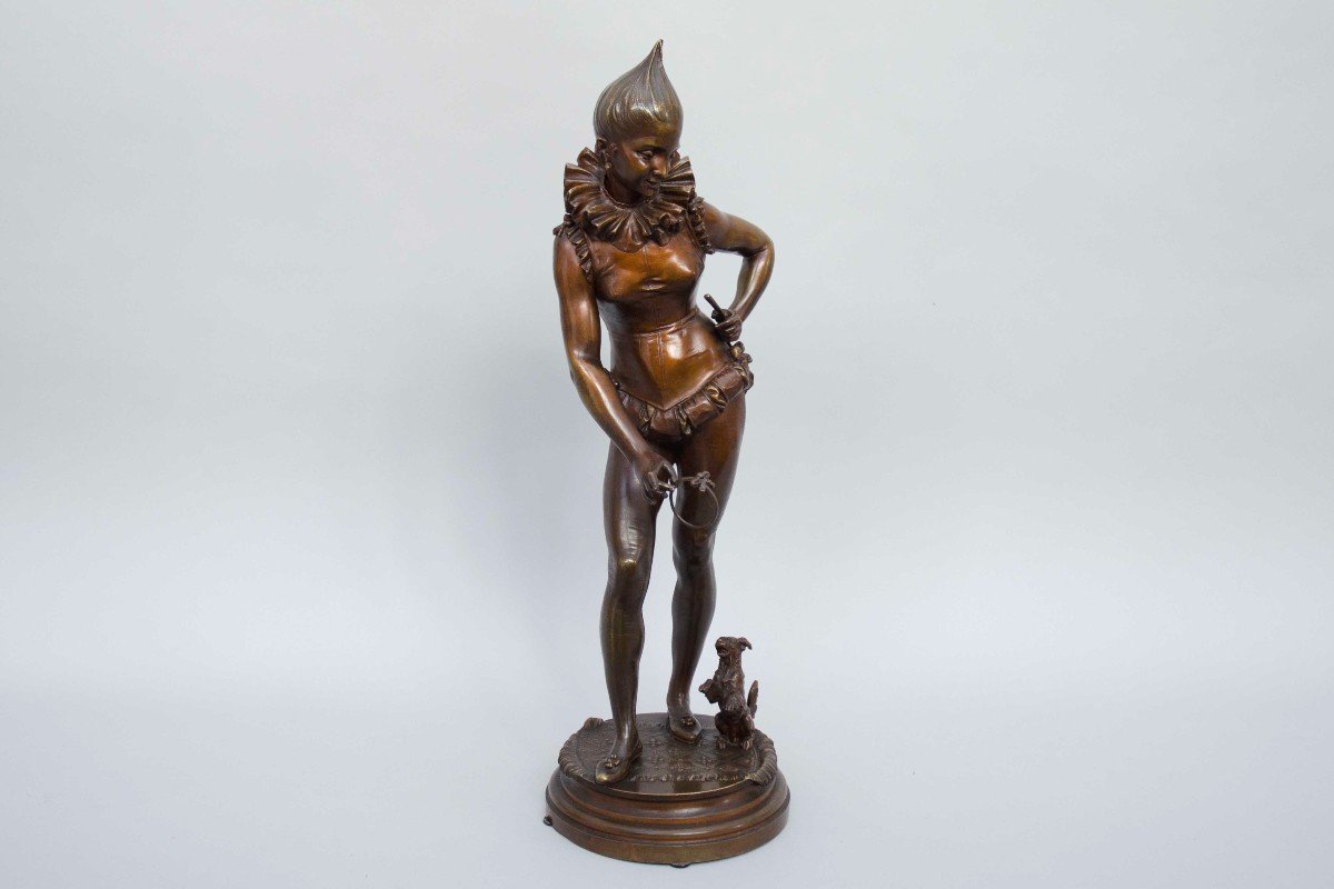 Bronze "circus Dog Tamer", Faure De Brousse Vincent Desire 19th Century