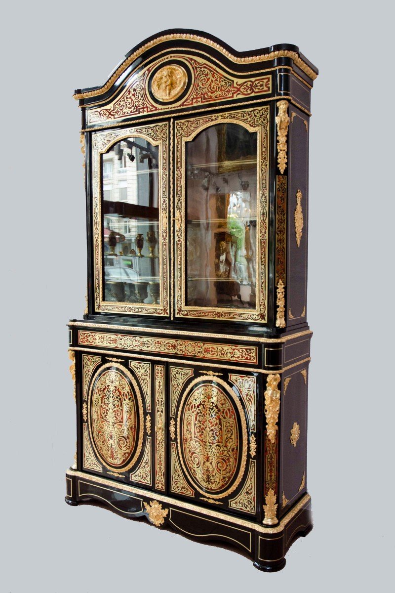 Boulle Marquetry Display And Bookcase, Maison Delafontaine à Paris, Nap III-photo-4