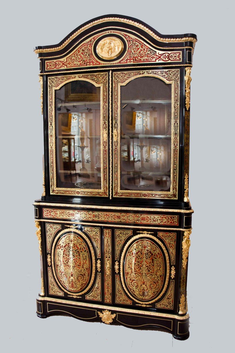 Boulle Marquetry Display And Bookcase, Maison Delafontaine à Paris, Nap III-photo-5