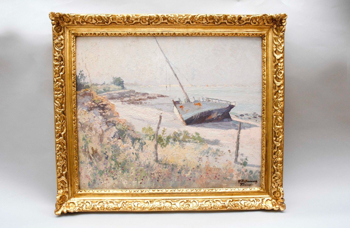 Oil On Cardboard "fouras" View Of The Island Of Oléon, By Dufrenoy Georges
