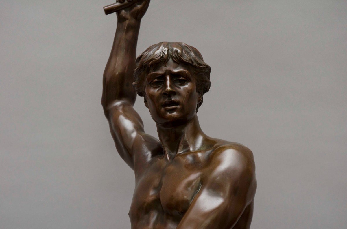 Sculpture en bronze "guerrier à la hache", COUDRAY Marie Georges Charles-photo-2