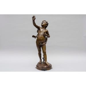 Grand bronze « Amour Chanteur » Bouret Eutrope (Paris 1833 - 1906)