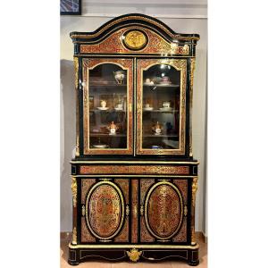 Bibliothèque vitrine double-corps Boulle, maison Delafontaine à Paris (Napoléon III)