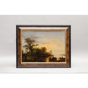 Marine, huile sur panneau, DUCKORT Joseph, école hollandaise, 1850