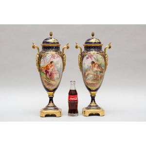 Paire De Vases Style Sèvres, Signée Rochette, Vers 1900