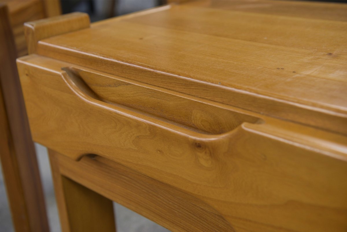 Pair Of Elm Bedside Tables For Maison Regain 1970s-photo-3