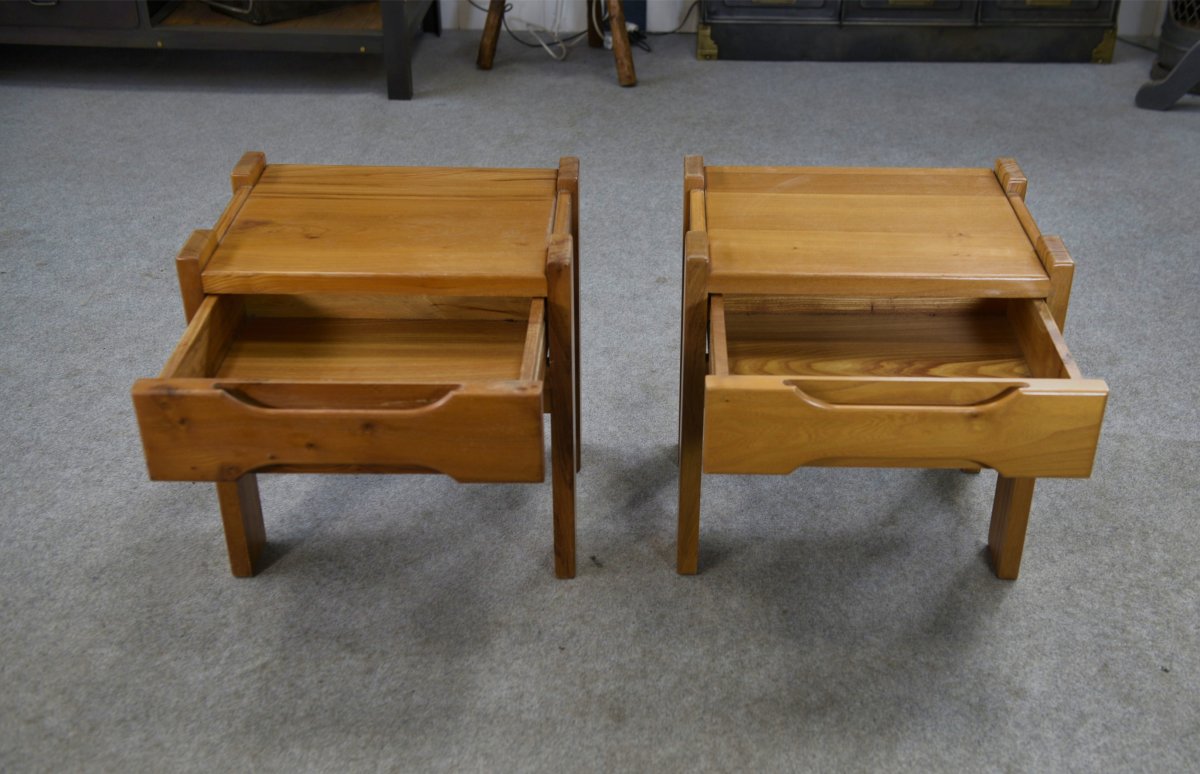 Pair Of Elm Bedside Tables For Maison Regain 1970s-photo-4