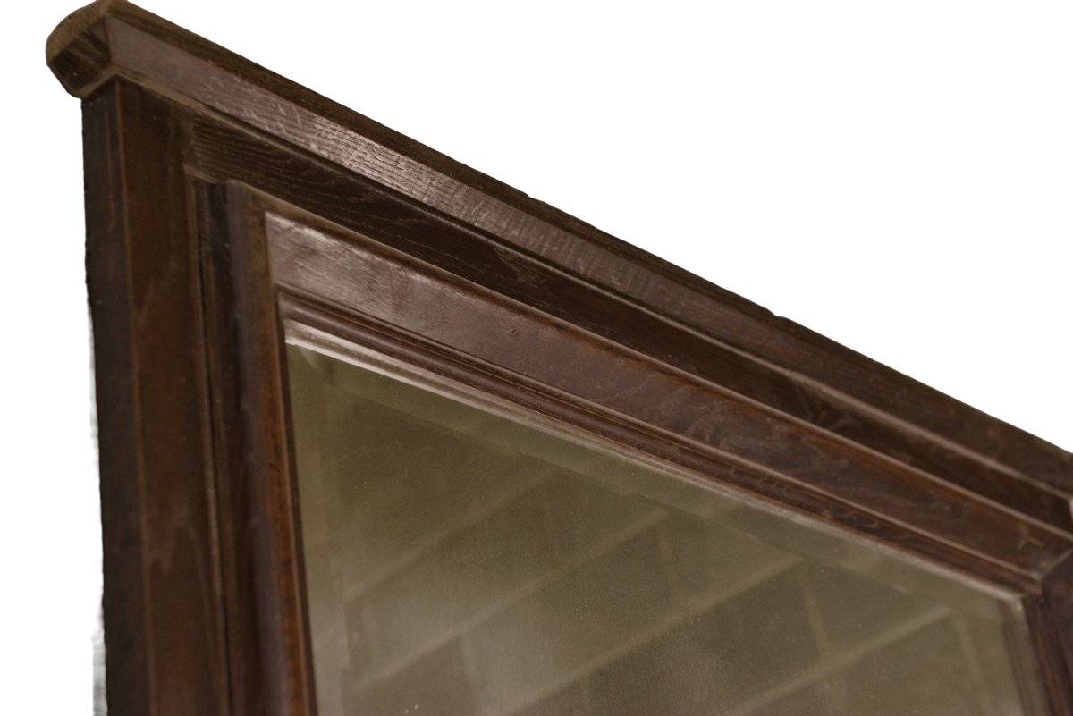 Large Mirror In Solid Oak And Beveled Glass By André Le Picard 1950-photo-2
