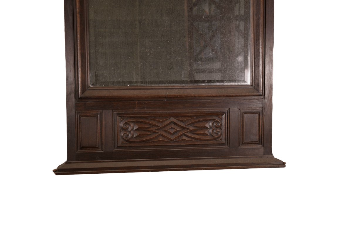 Large Mirror In Solid Oak And Beveled Glass By André Le Picard 1950-photo-4