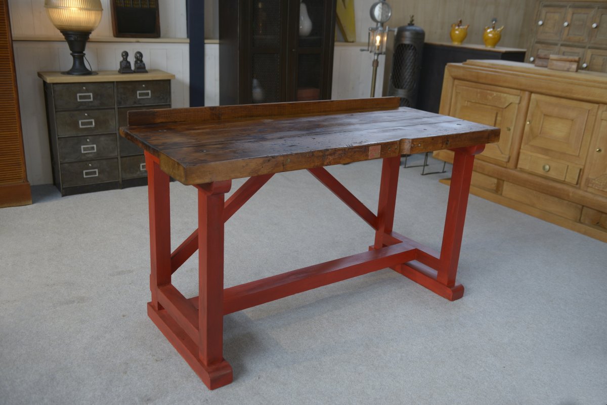 1950s Industrial Beech Workshop Workbench-photo-4
