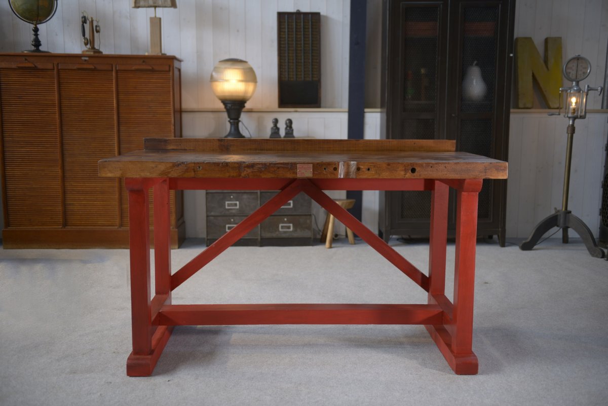 1950s Industrial Beech Workshop Workbench-photo-3