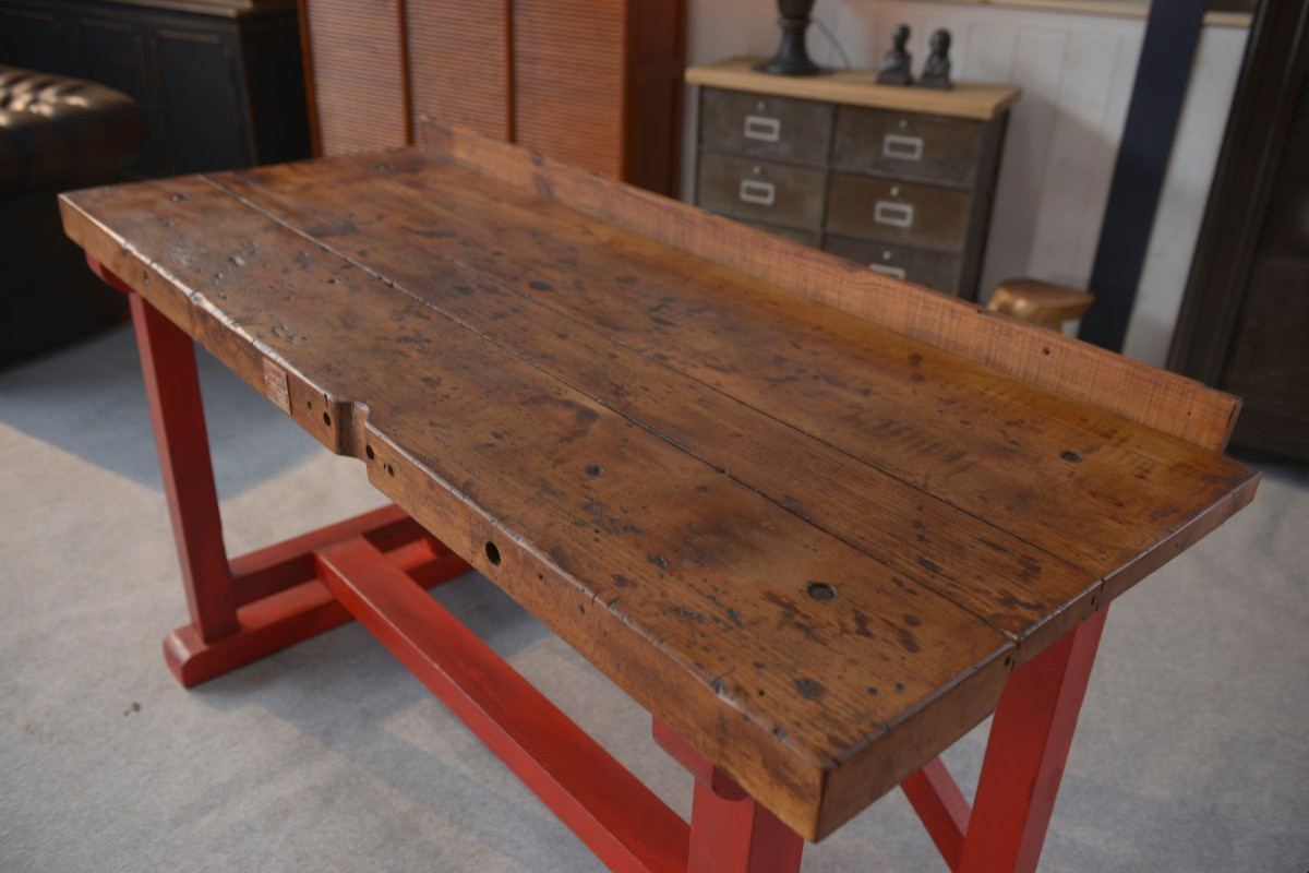 1950s Industrial Beech Workshop Workbench-photo-5