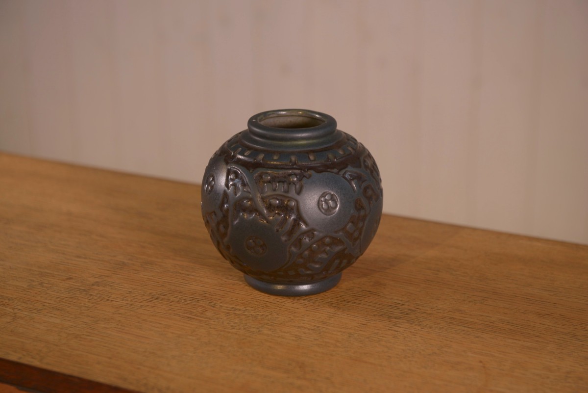 Vase en céramique Art déco par Georges Condé grés Mougin Nancy France 1930's