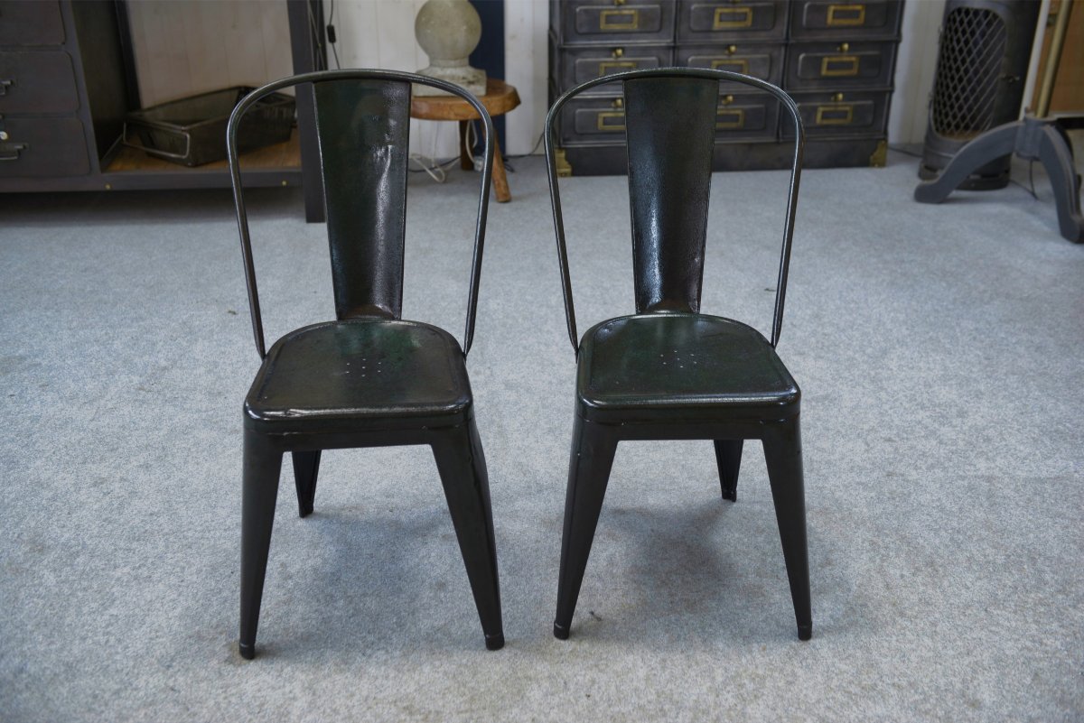 Paire de chaises Tolix par Xavier Pauchard première édition fin 1920's-photo-4