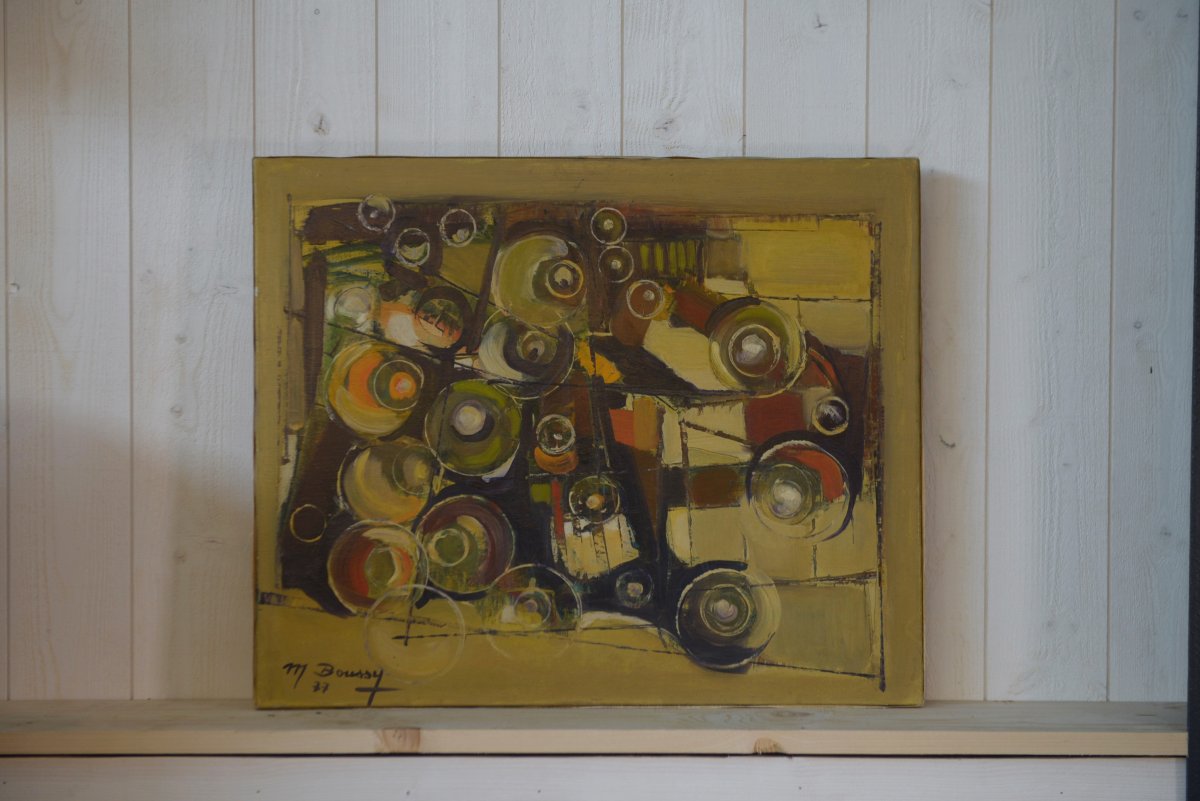 Peinture sur toile art abstrait signé BOUSSY 1977-photo-2