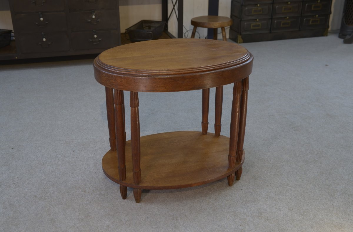 Table ovale en chêne massif art déco 1930-photo-3