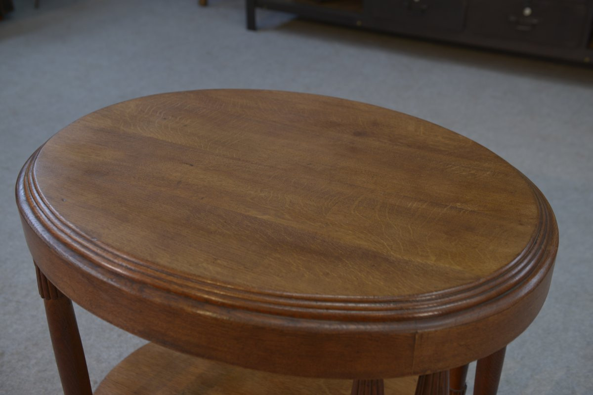 Table ovale en chêne massif art déco 1930-photo-4
