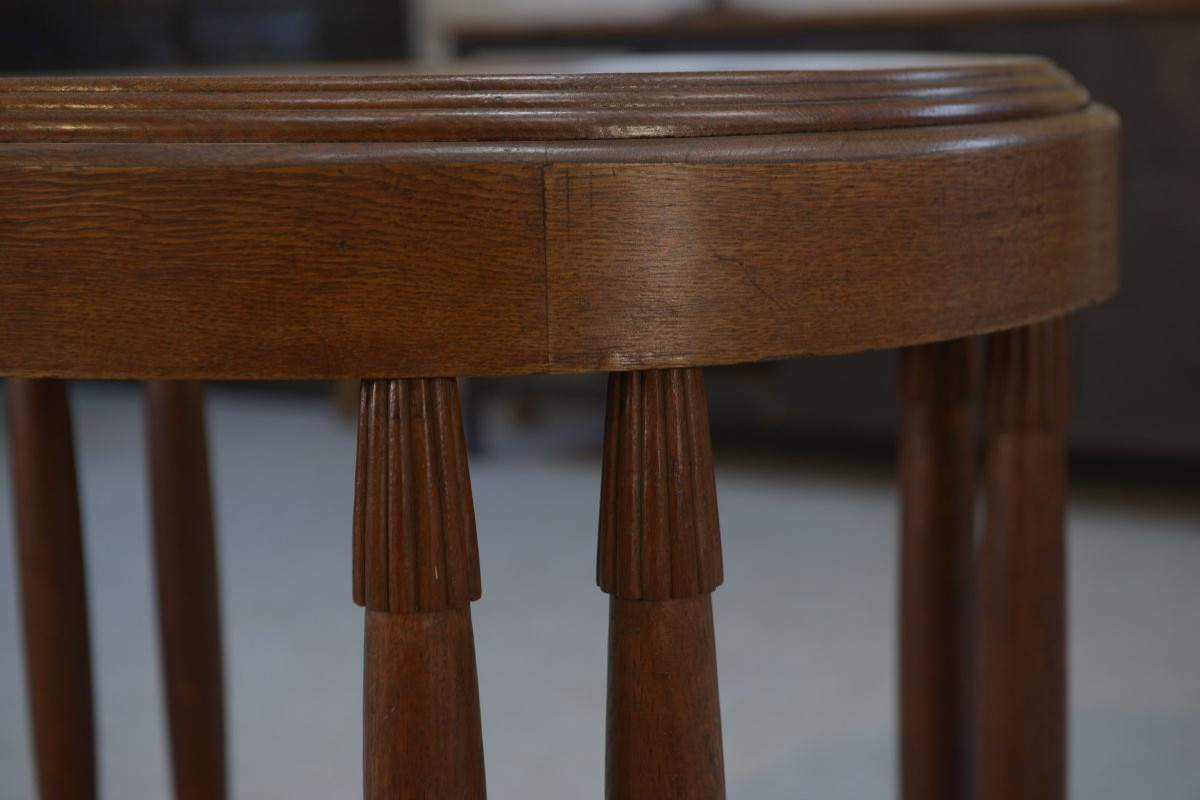 Table ovale en chêne massif art déco 1930-photo-3