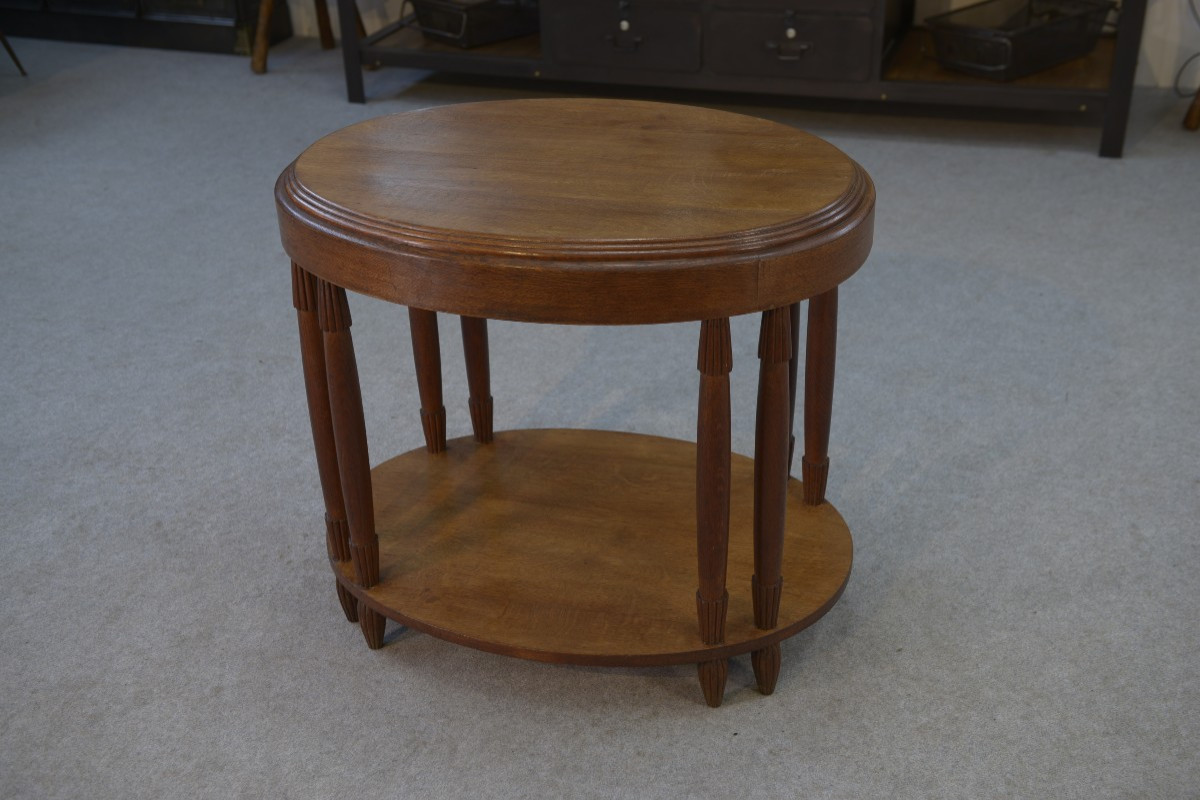 Table ovale en chêne massif art déco 1930