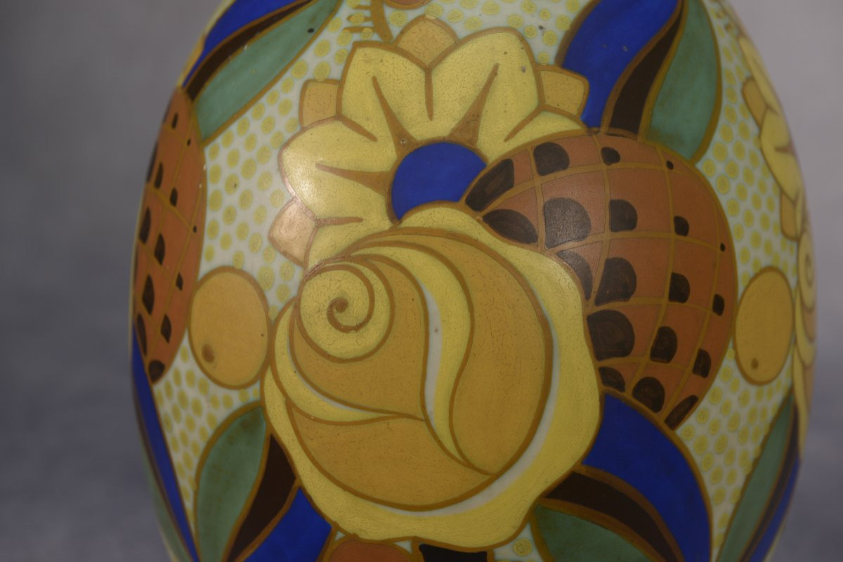 Vase en céramique Art Déco KERAMIS signé Vittorio BONUZZI Modèle D1854 N°975 - 1920s-photo-3