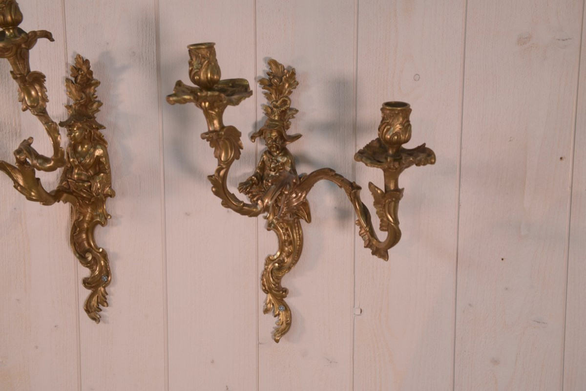Pair Of Bronze Sconces, Mid-18th Century-photo-2