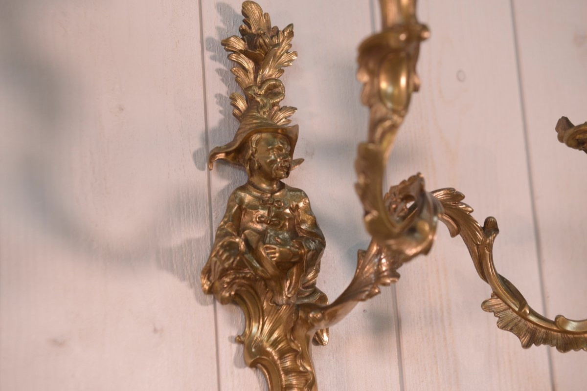 Pair Of Bronze Sconces, Mid-18th Century-photo-3