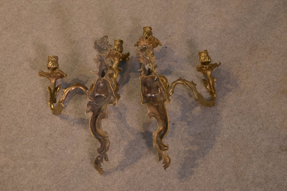 Pair Of Bronze Sconces, Mid-18th Century-photo-1