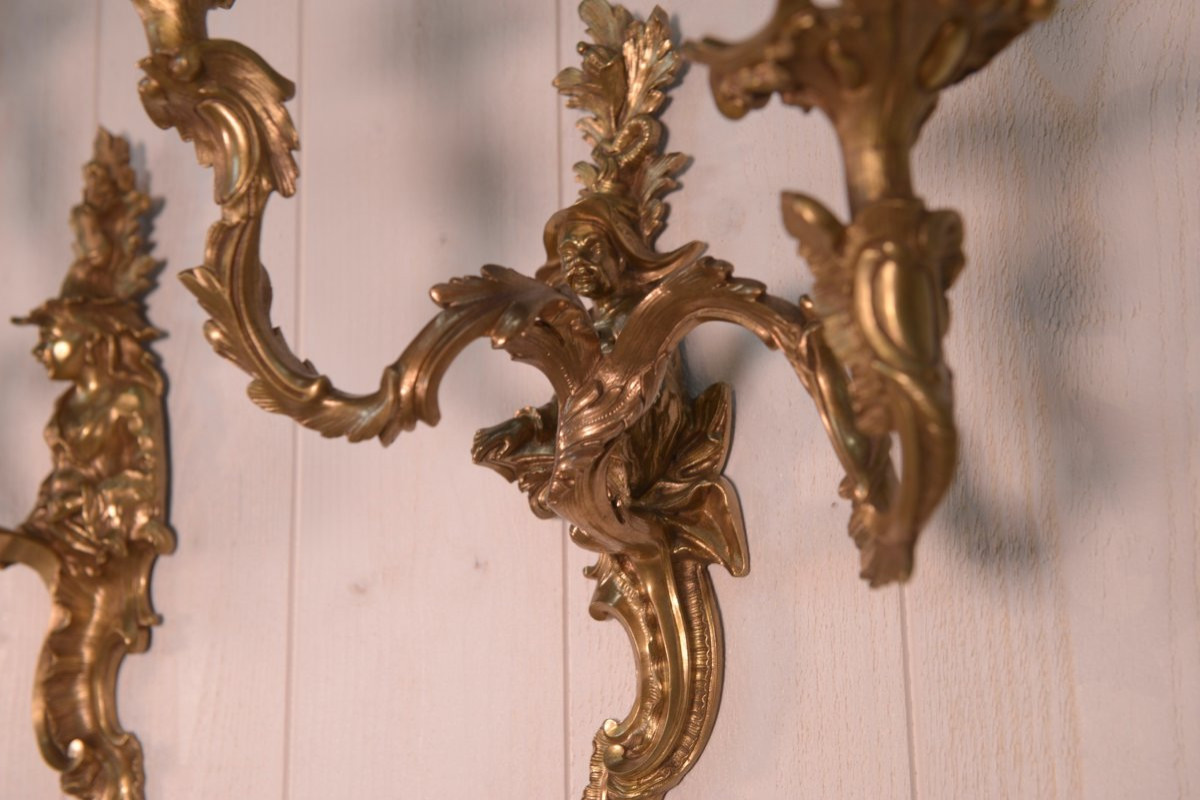 Pair Of Bronze Sconces, Mid-18th Century-photo-2
