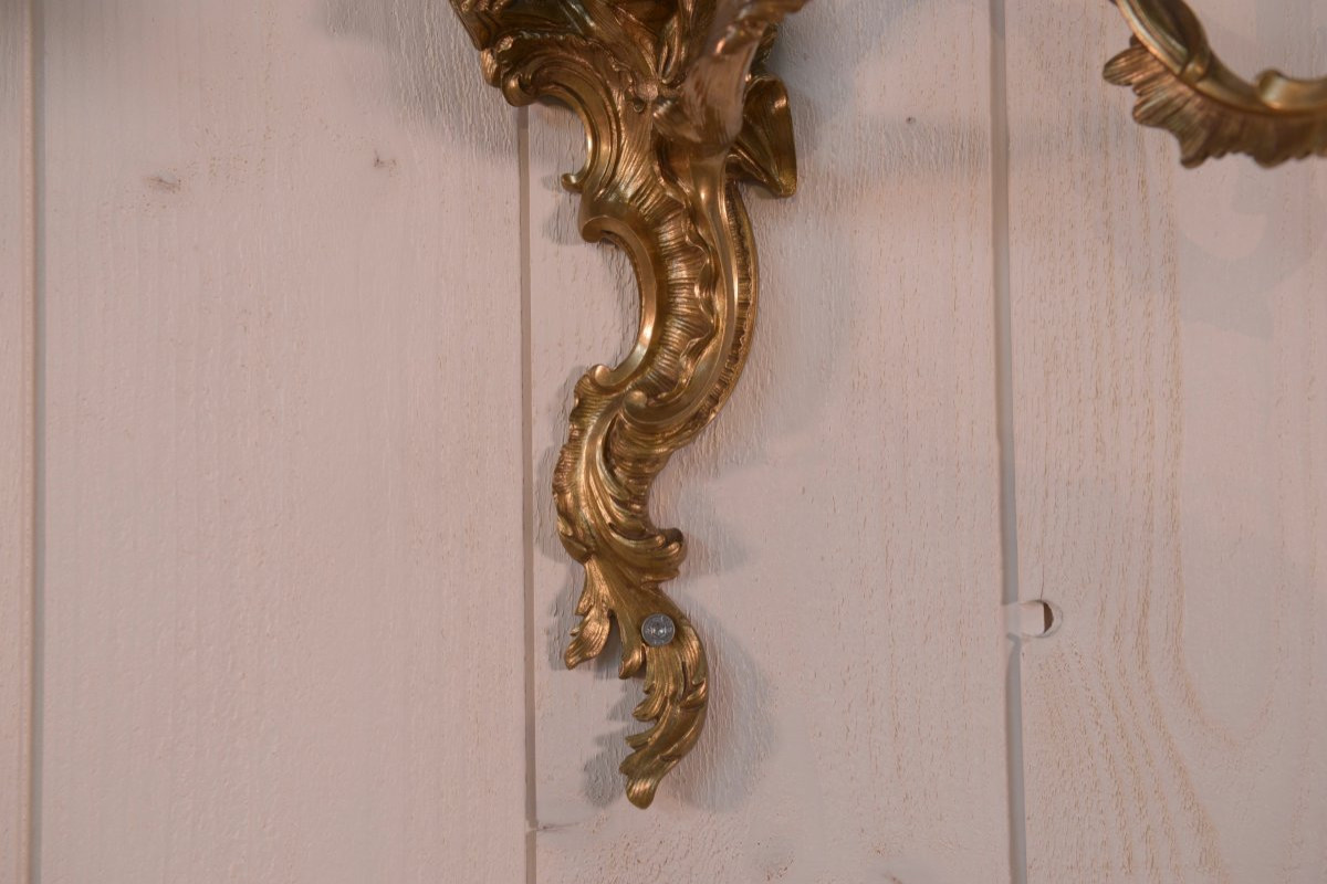 Pair Of Bronze Sconces, Mid-18th Century-photo-5