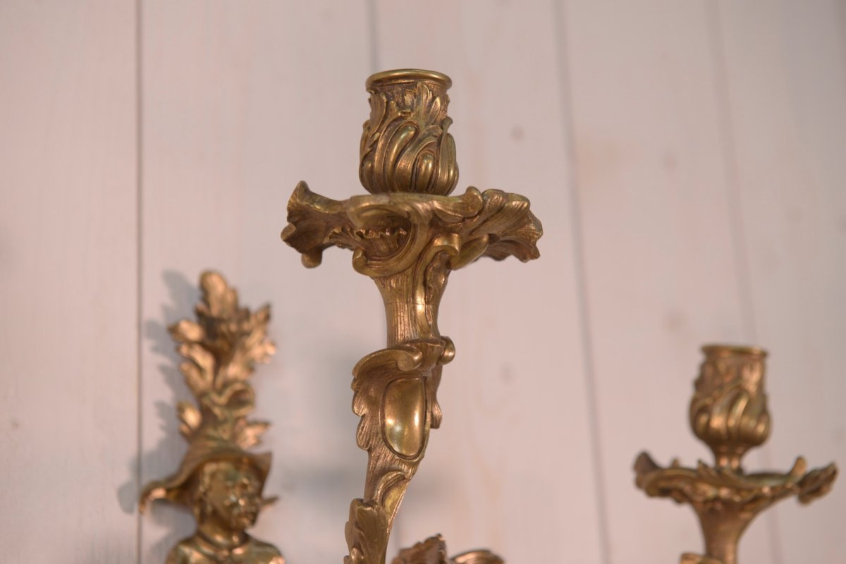 Pair Of Bronze Sconces, Mid-18th Century-photo-6