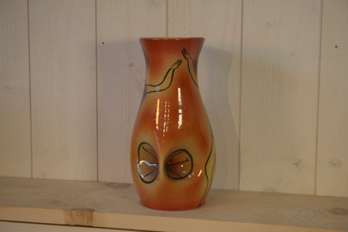 Vase céramique Danseuse Accolay signé JC 1960's-photo-4