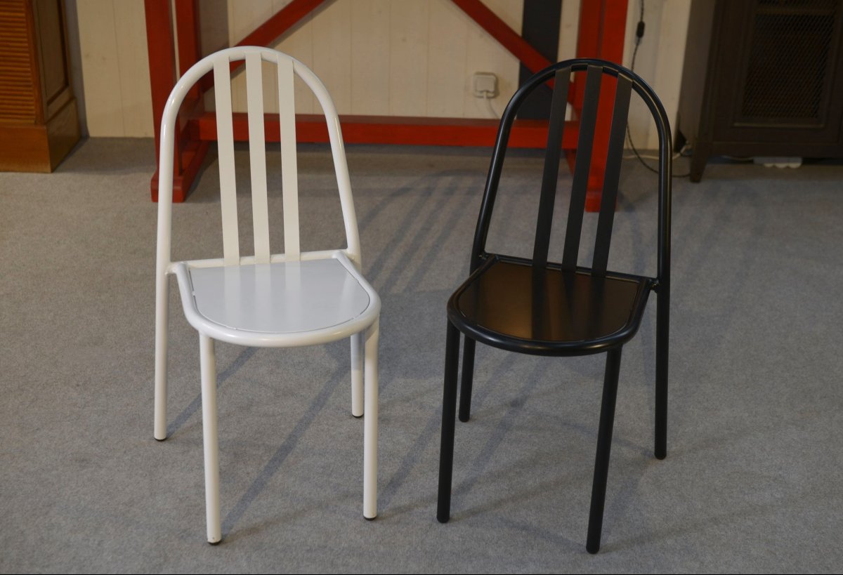 Pair Of White And Black Chairs By Mallet Stevens-photo-3