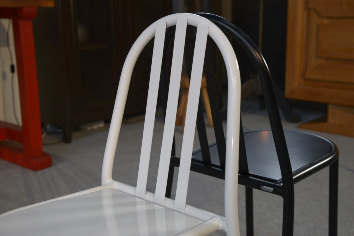 Pair Of White And Black Chairs By Mallet Stevens-photo-4