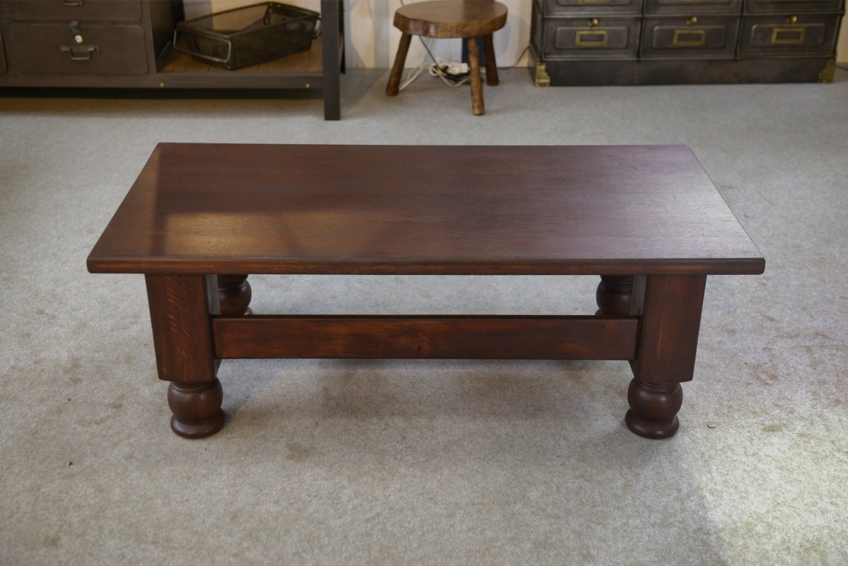 Table basse rustique en chêne 1960-photo-3