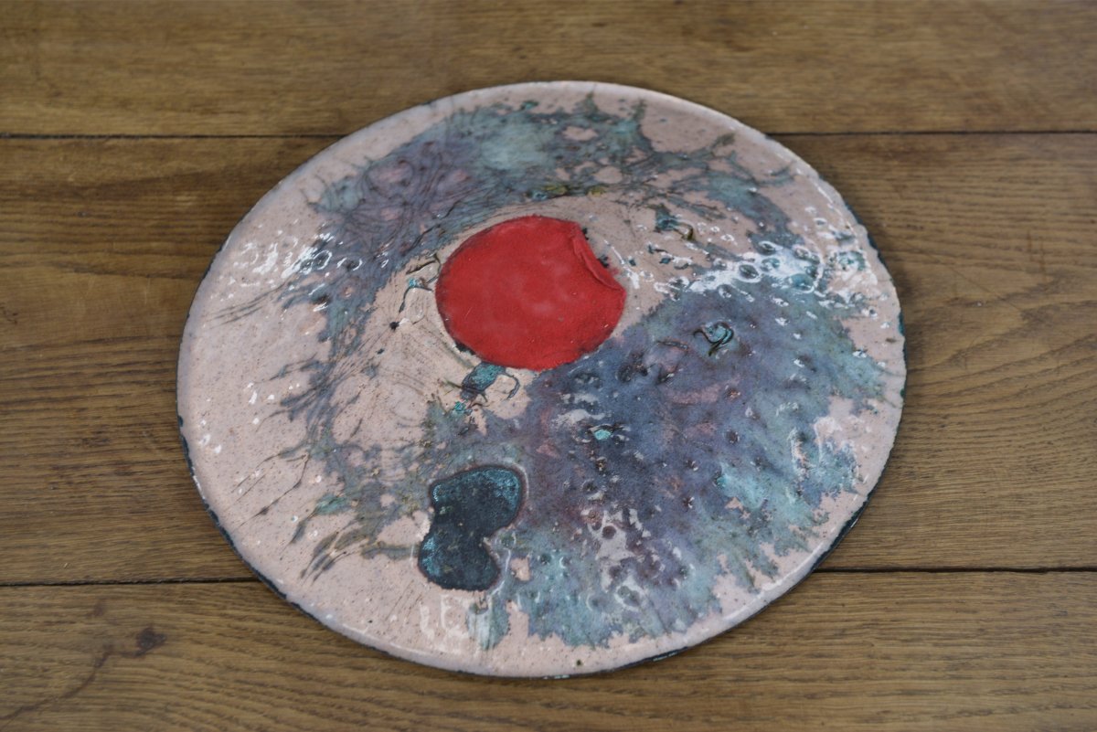 Colorful Enameled Metal Centerpiece 1970-photo-4