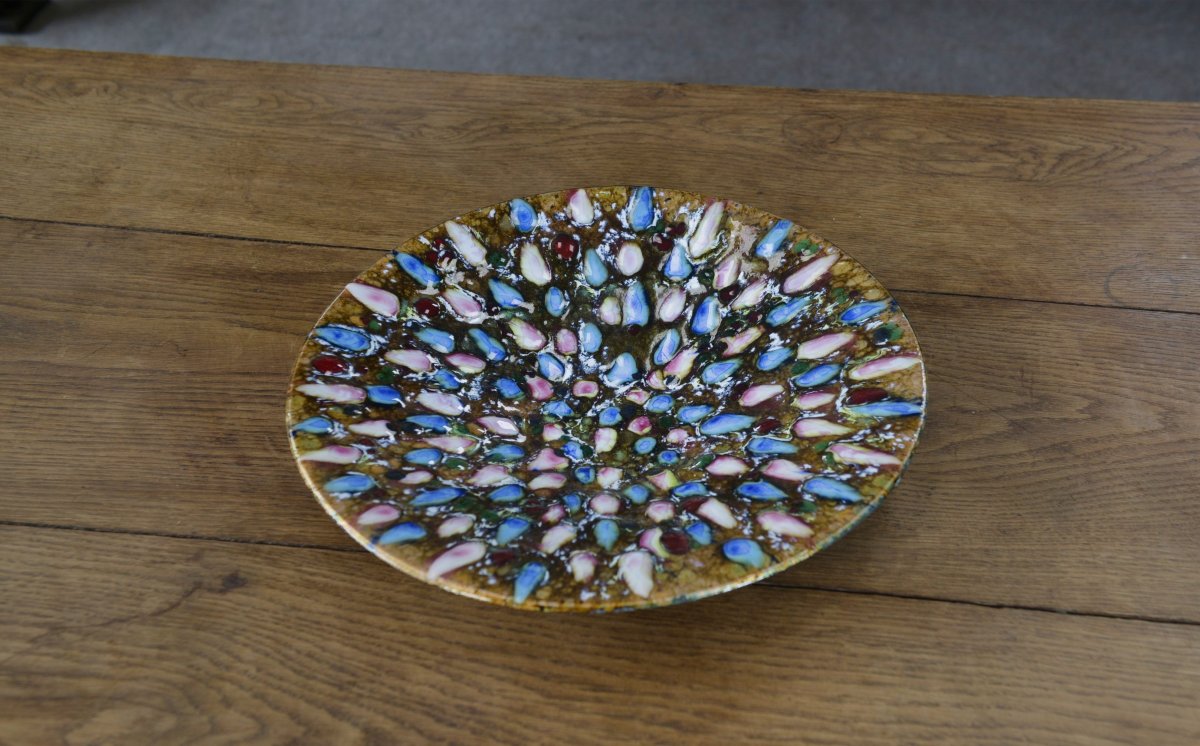 Colorful Enameled Metal Centerpiece 1970-photo-1