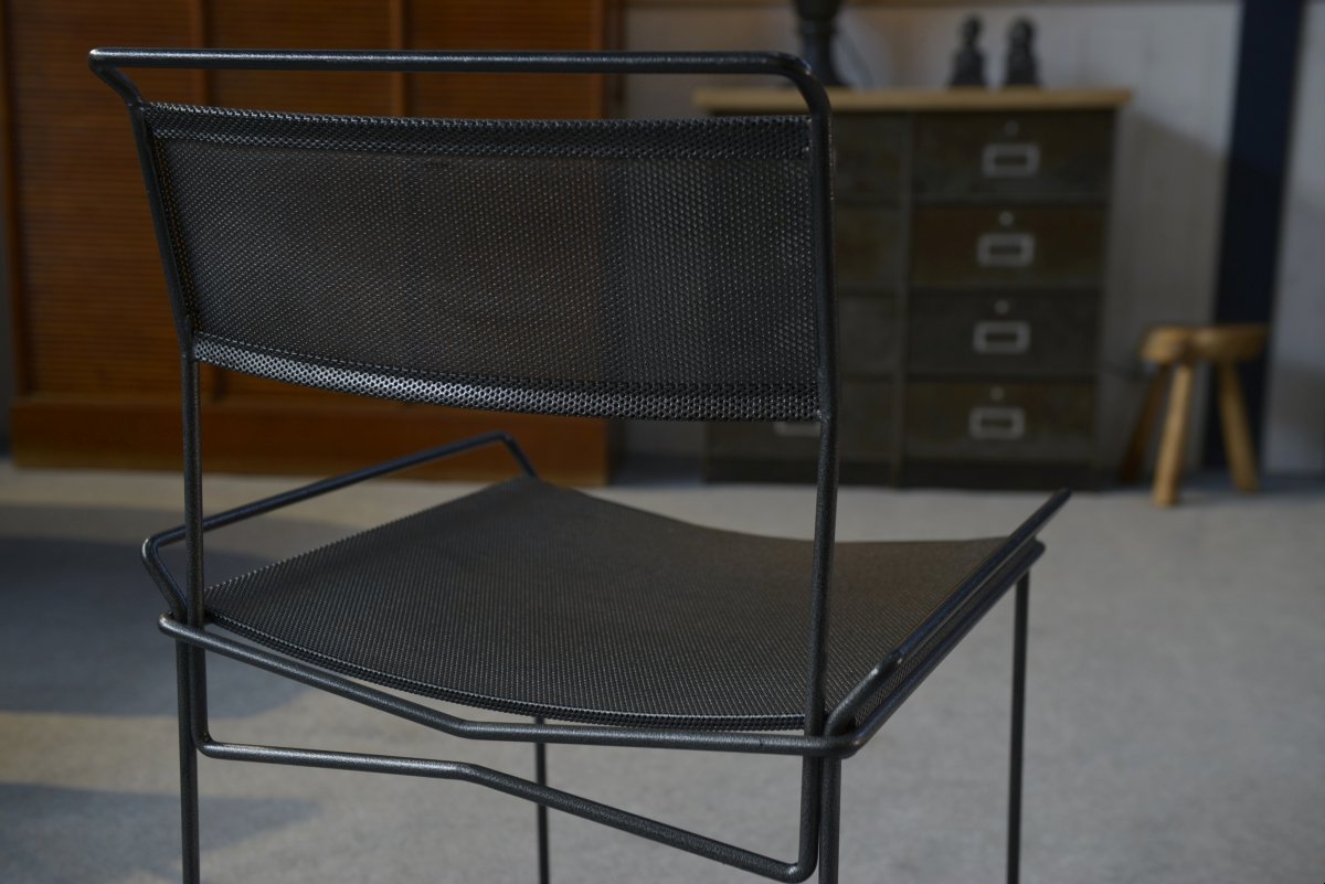 Lot de 6 chaises en acier perforé design XXème-photo-5