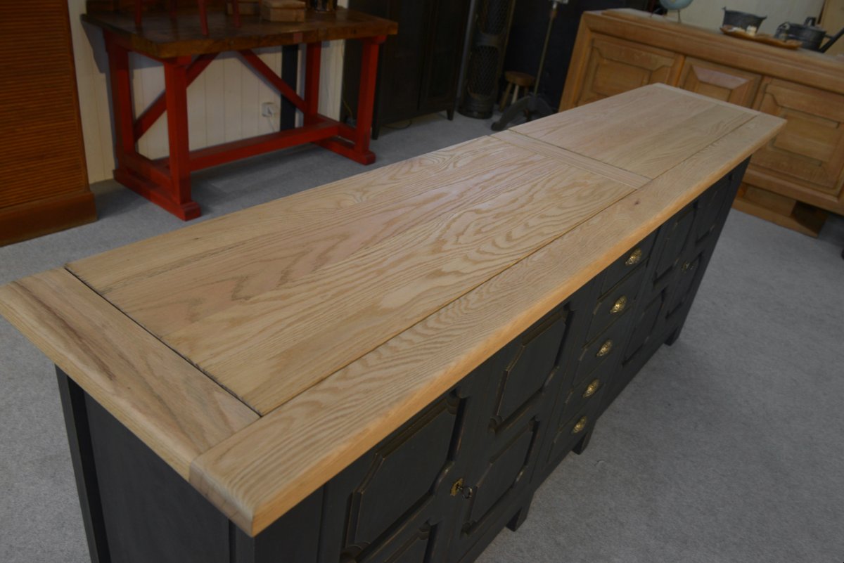 Large 4-door, 5-drawer Sideboard In Solid Oak, 1950s-photo-4