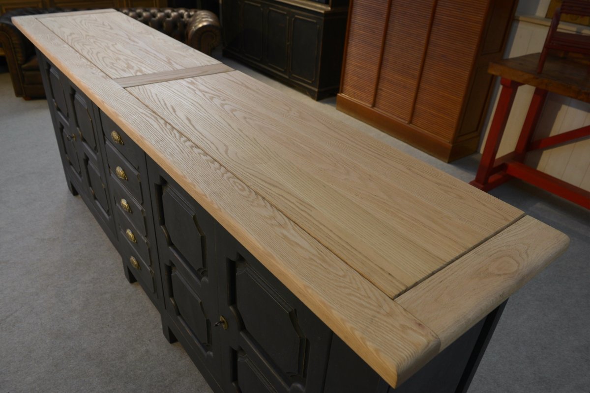 Large 4-door, 5-drawer Sideboard In Solid Oak, 1950s-photo-3