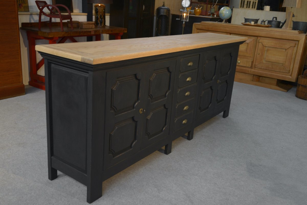 Large 4-door, 5-drawer Sideboard In Solid Oak, 1950s-photo-4