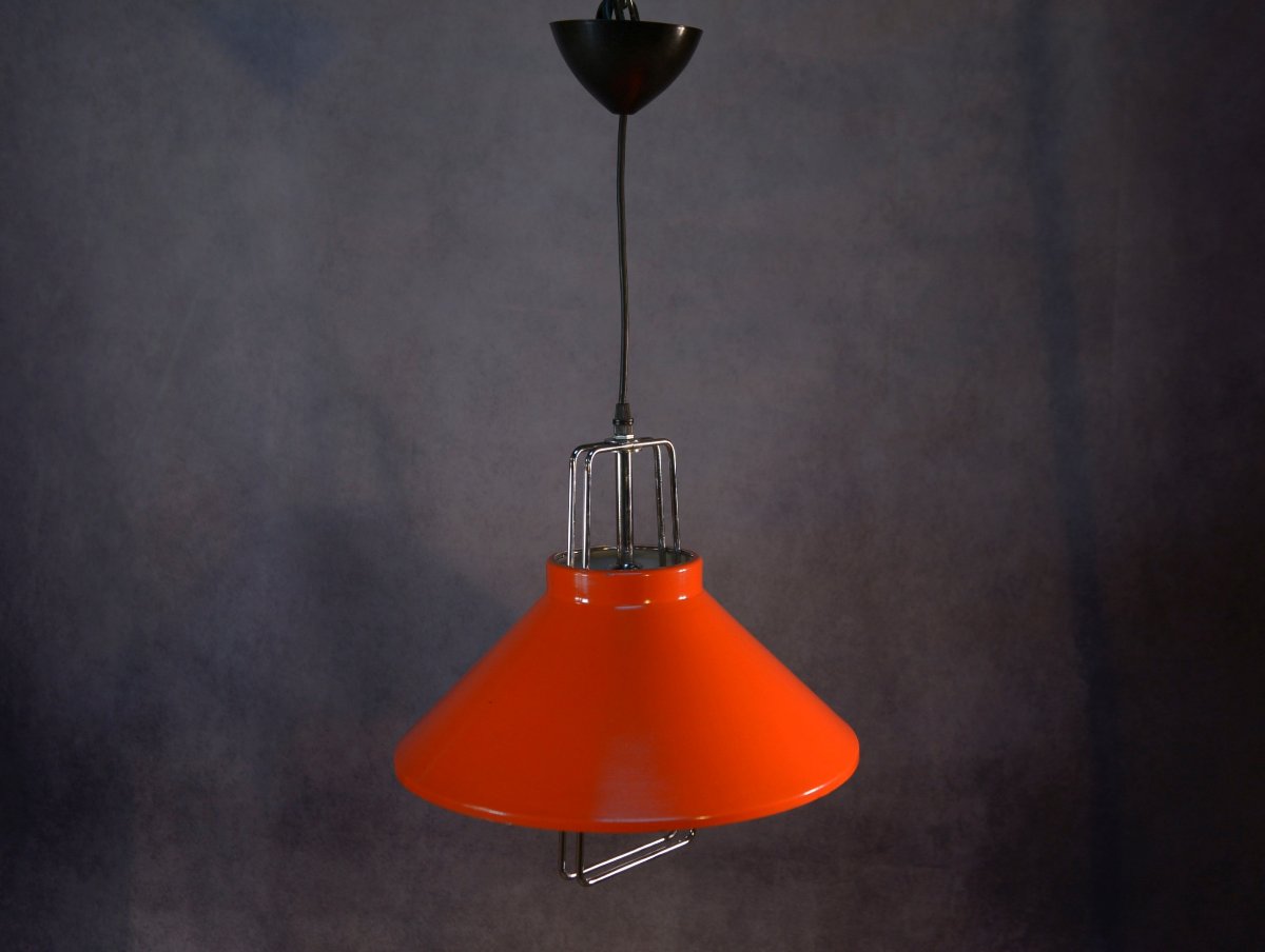 Suspension design métal laqué orange 1970's-photo-2