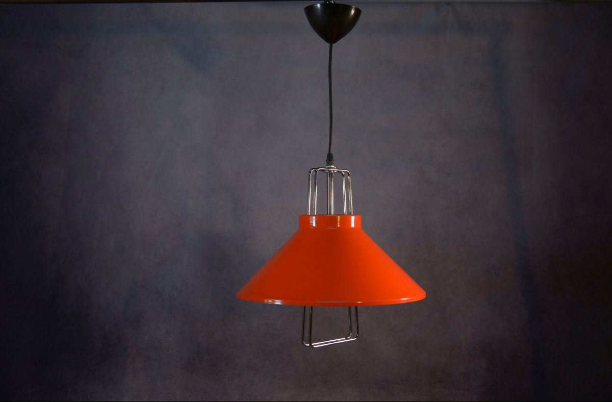 Suspension design métal laqué orange 1970's-photo-4