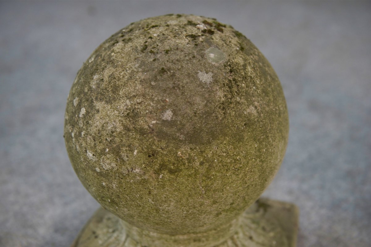 Pair Of Decorative Garden Balls In Reconstituted Stone, France, 1920s-photo-3
