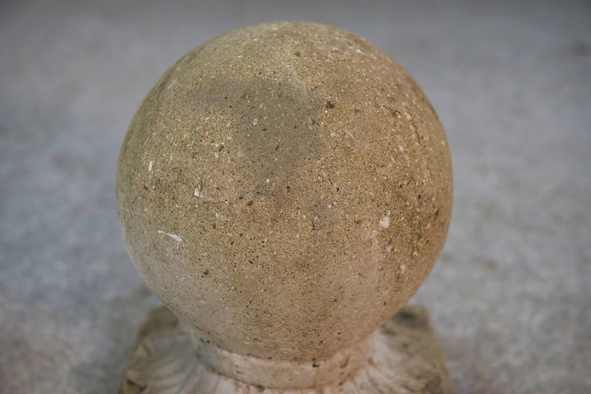 Pair Of Decorative Garden Balls In Reconstituted Stone, France, 1920s-photo-1