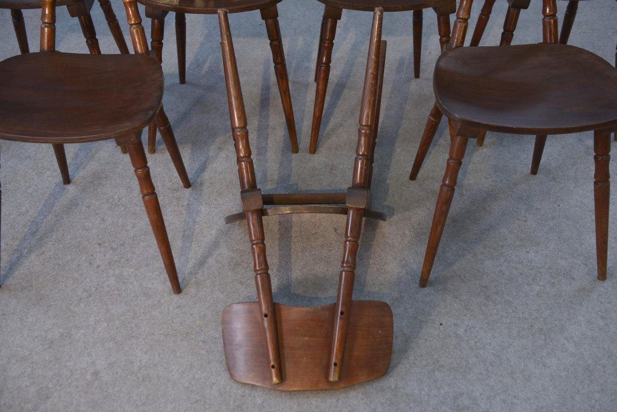 Set Of 7 Oak And Beech Plywood Chairs-photo-3