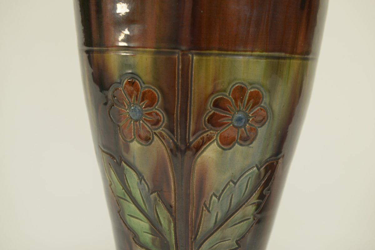 Paire de vases en barbotine début XXème estampillé BELGIUM 158 -photo-5