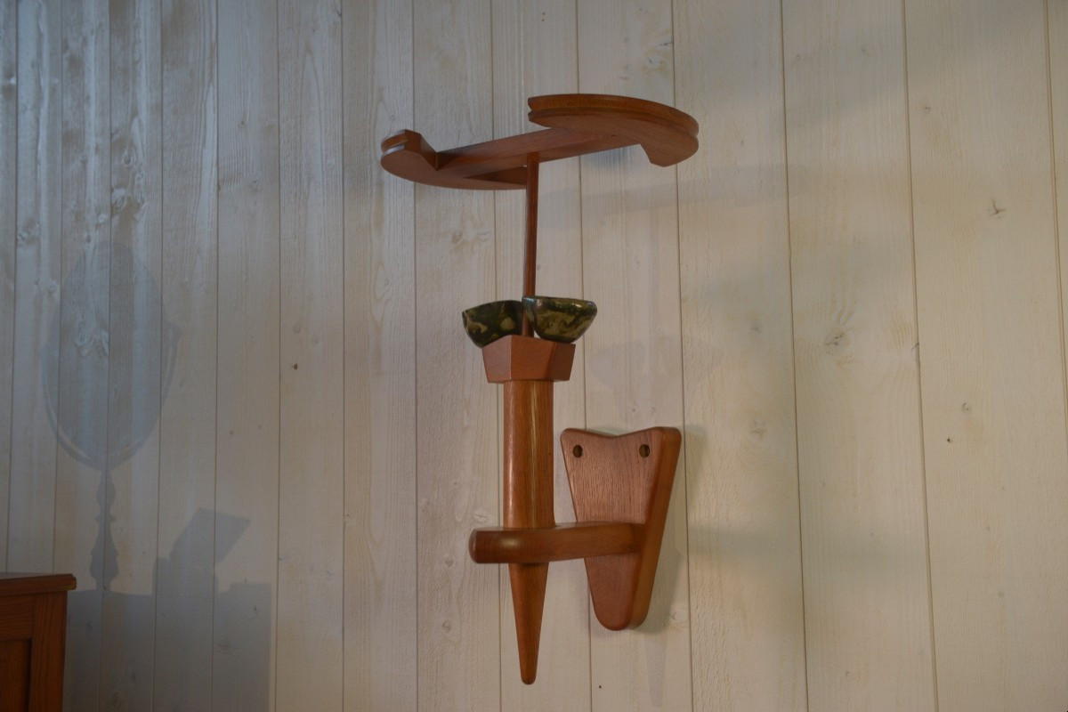 Solid Oak Wall Light By Guillerme Et Chambron And Ceramic By Danikowski 1950
