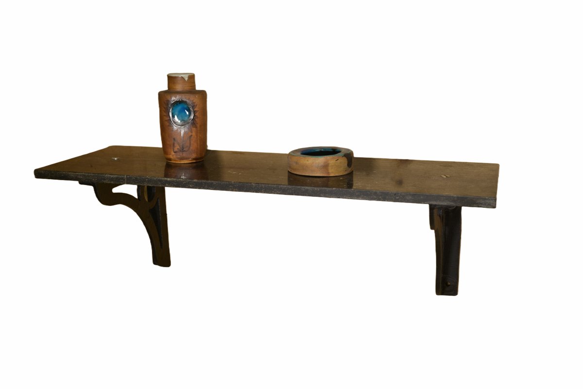 Cast Iron And Blue Stone Wall Console, France, 1950s-photo-2
