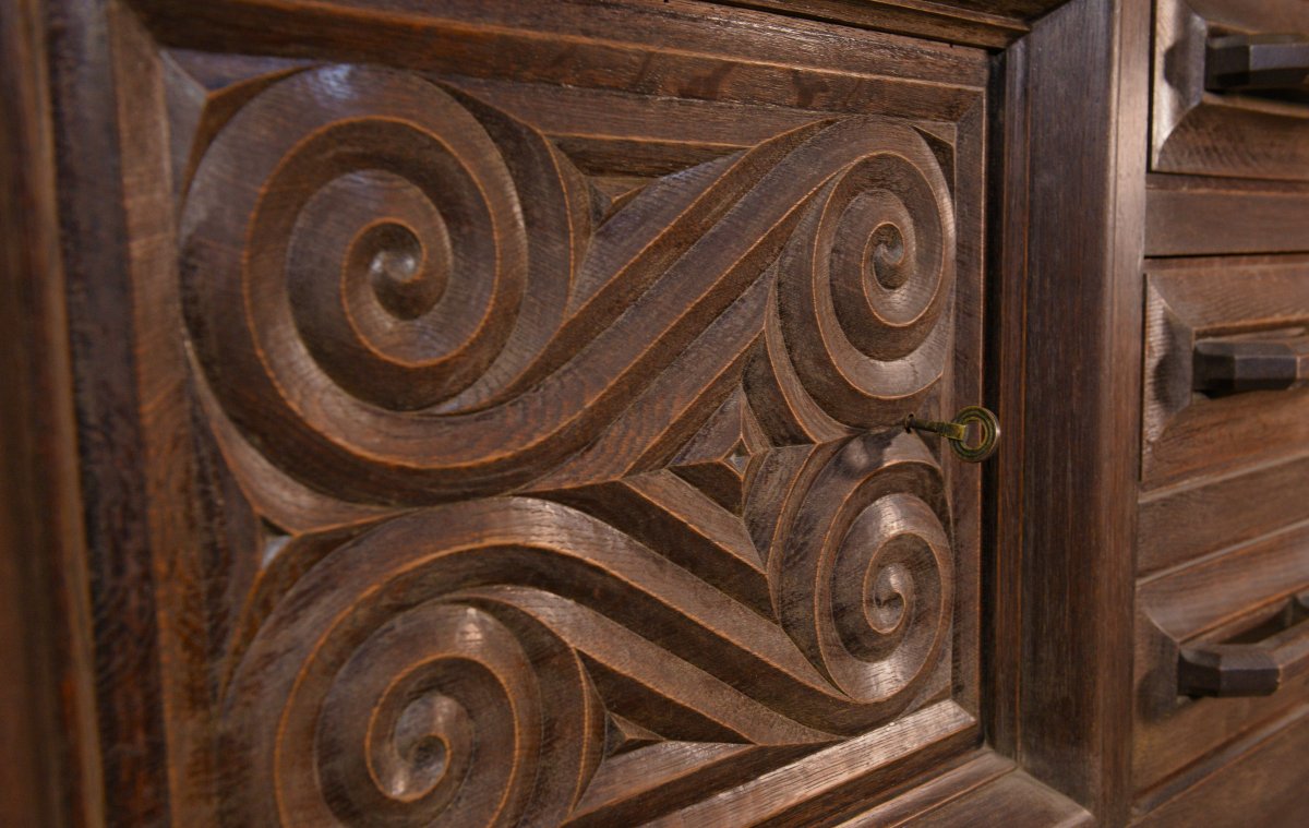 Buffet en chêne massif par André Le Picard 1950-photo-4