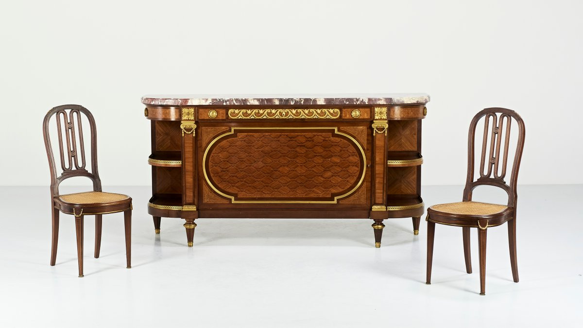 Louis XVI Style Sideboard Made Around 1830 By Maison Krieger-photo-4
